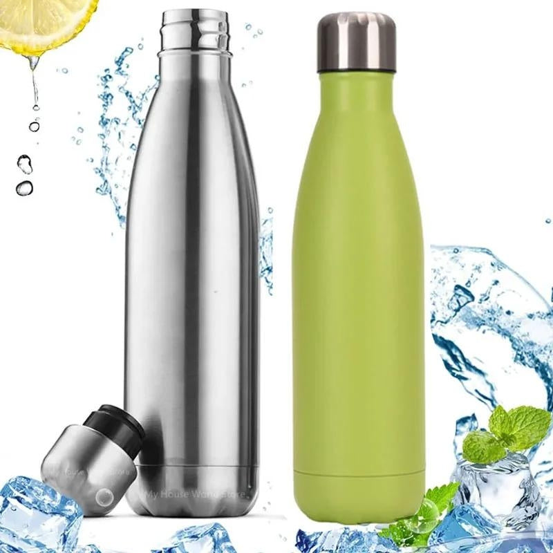 bouteille thermos 500ml - Noir - Vert - Rose - Bleu - Bleu Clair - Bleu Ciel - Jaune - Violet - Orange - Blanc - Rouge - Gris - Or