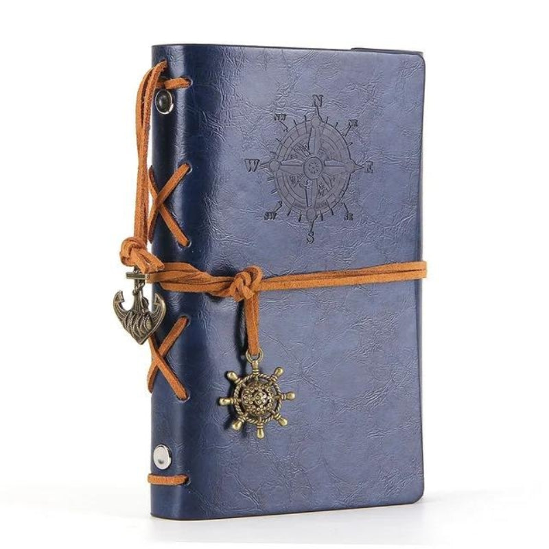 carnet de voyage dessin cuir - Bleu