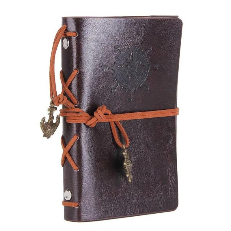 carnet de voyage en cuir - Marron Foncé