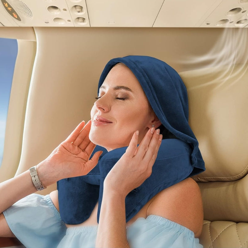 coussin de voyage avion mémoire de forme - Bleu