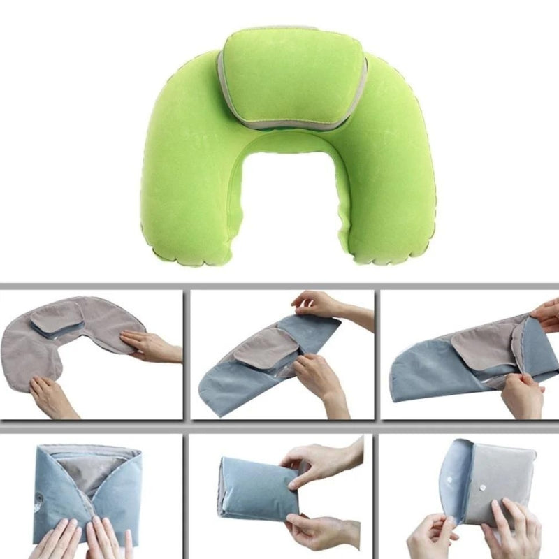 meilleur coussin de voyage gonflable - Vert - Rose - Bleu - Gris