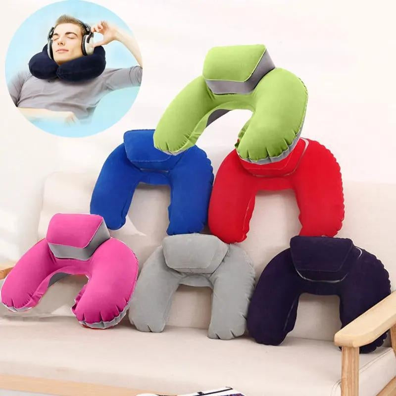 coussin de voyage gonflable pour avion - Vert - Rose - Bleu - Gris