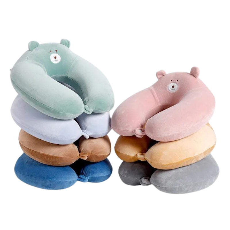 coussin nuque voyage enfant - Vert - Gris - Bleu - Bleu Ciel - Rose - Marron Clair - Marron