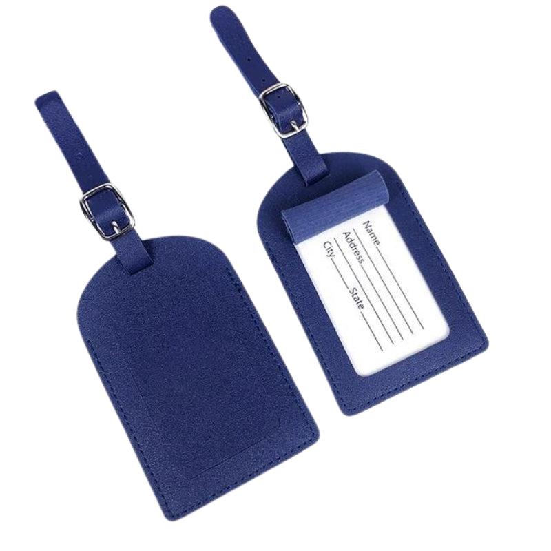 etiquette bagage en cuir - Bleu Marine 2 Pièces