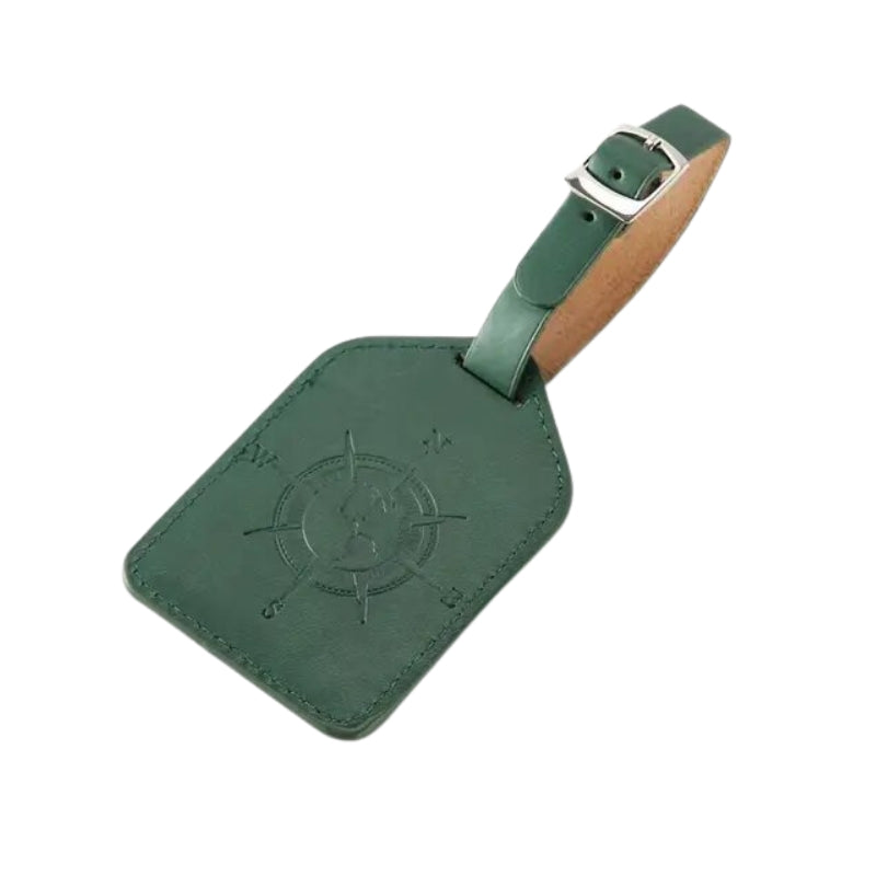 étiquette bagage cuir - Vert