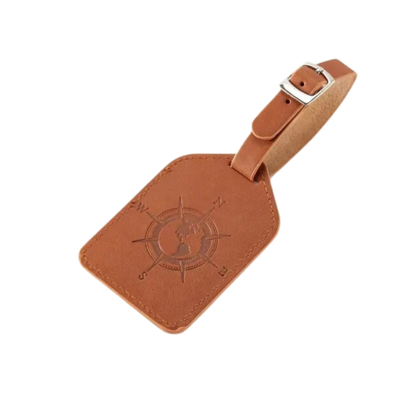 etiquette de bagage cuir - Camel