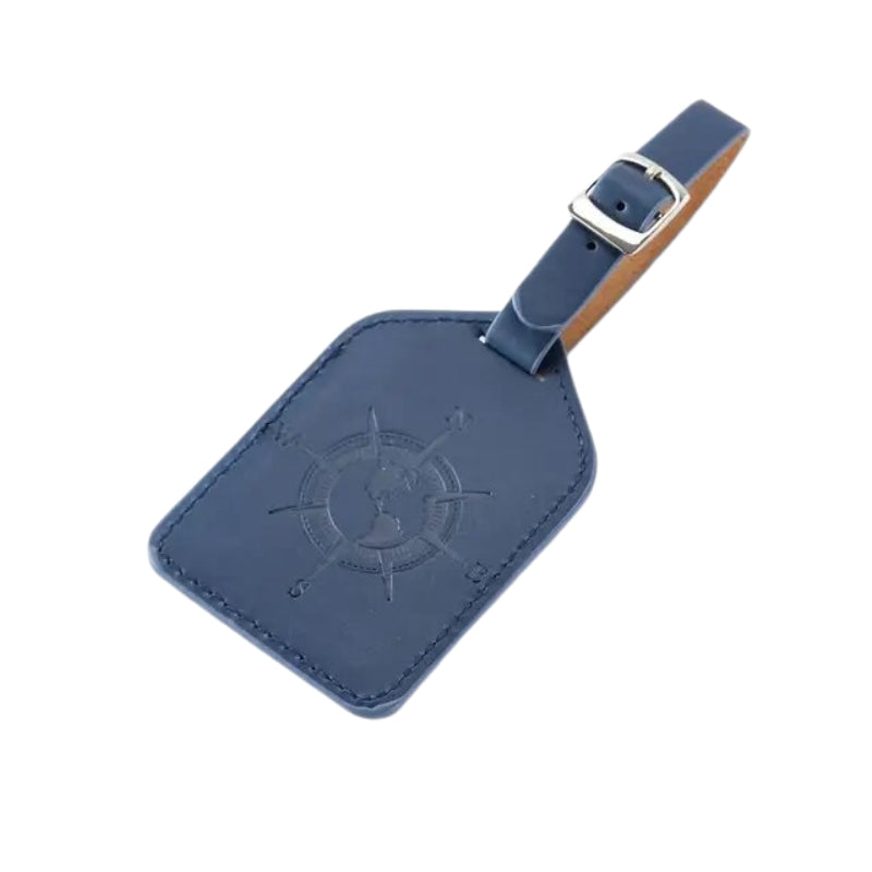 etiquette bagage en cuir - Bleu