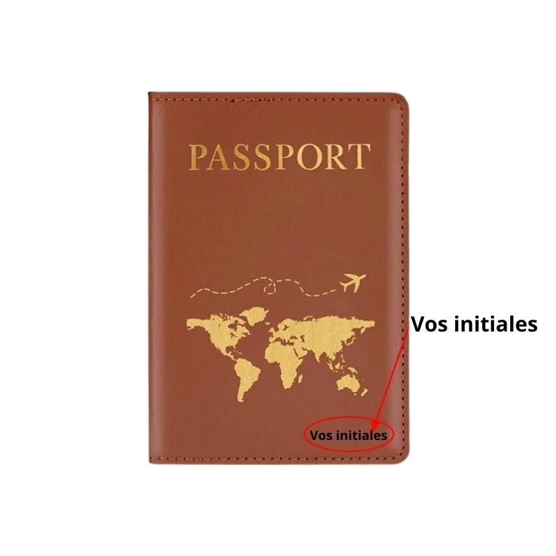 personalized leather passport holder - Brown