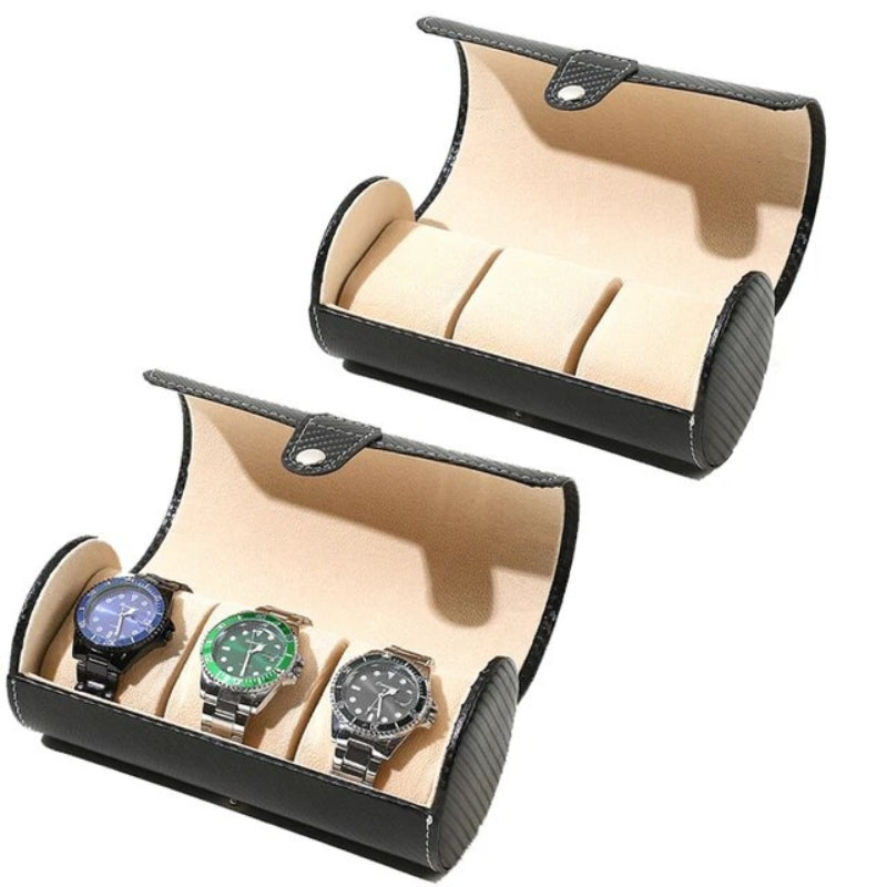 étui montre voyage luxe - Noir Texturé