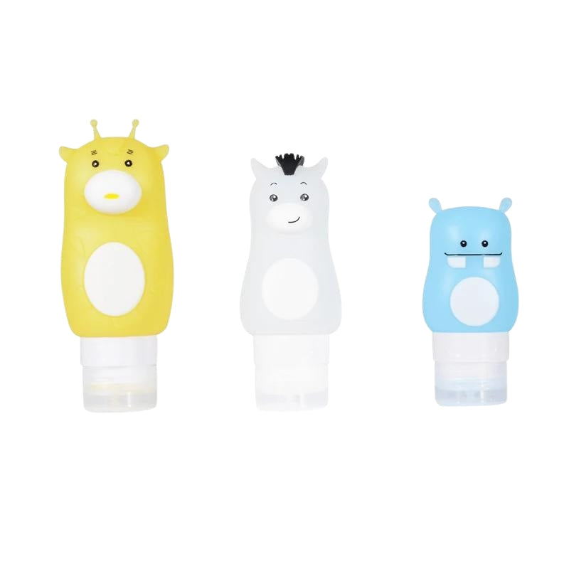 flacon de voyage silicone - Jaune Bleu et Gris