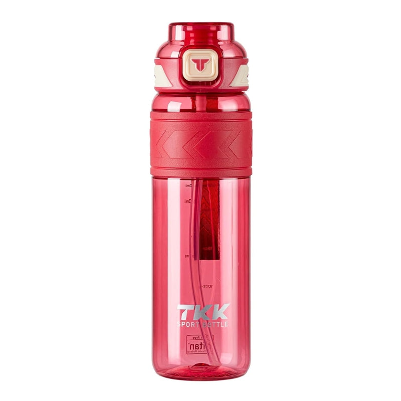 gourde en plastique avec paille - Rose - 600ml