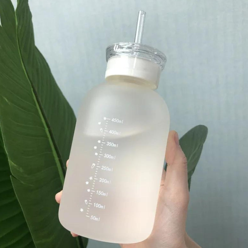 petite gourde avec paille - Blanc - Transparent