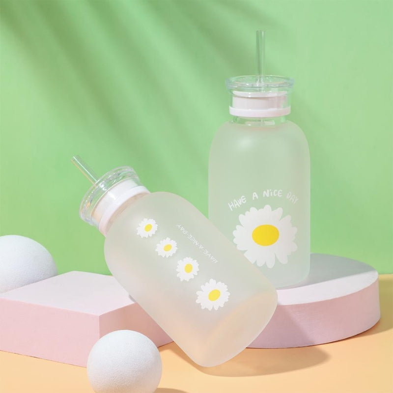 gourde avec paille fille - Blanc - Transparent