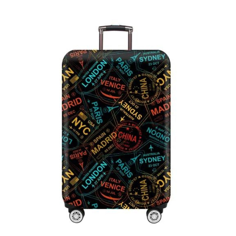 housse bagage - Noir Motif Tampon Voyage
