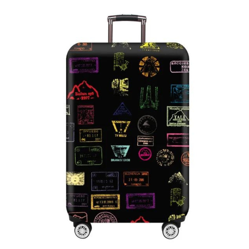 housse protection valise avion - Noir Motif Trace de Voyage