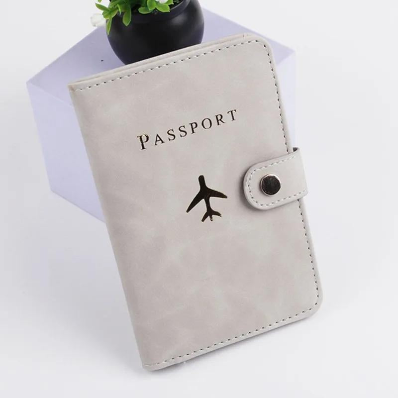 portefeuille de voyage en cuir - Marron - Gris - Rose