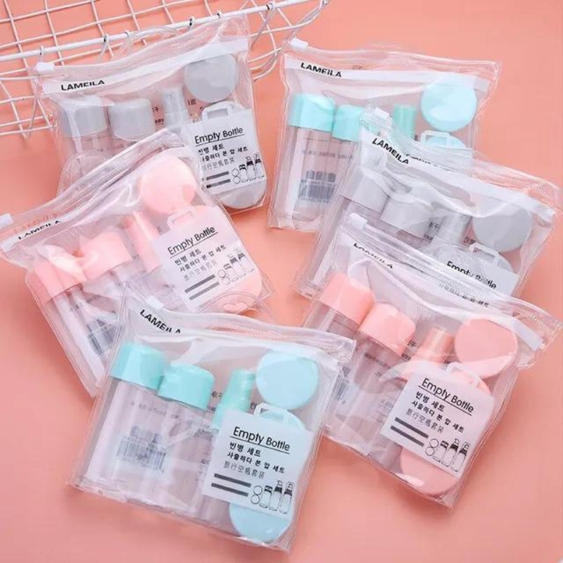 trousse de voyage flacons vides - Blanche - Bleu - Rose - Gris