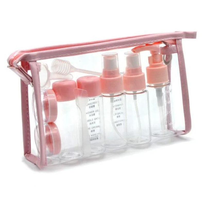 kit de voyage petits flacons - Rose - 11 Pièces - Modèle 1