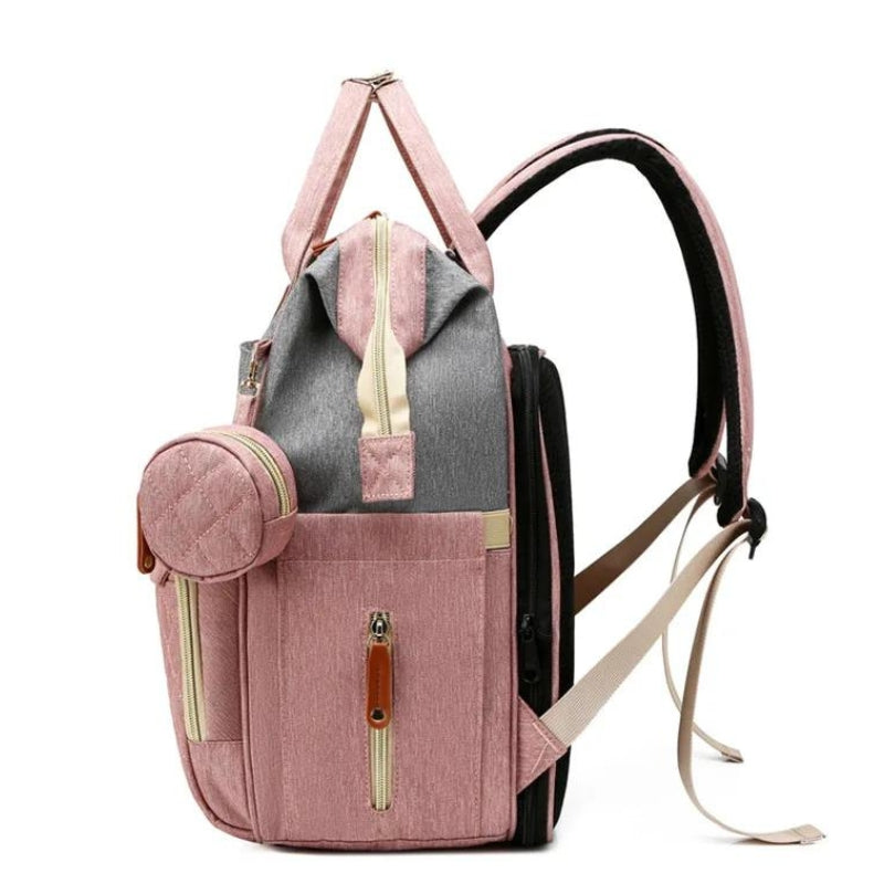 Lit Sac à Langer Bébé Pliable détail des poches - Noir - Rose