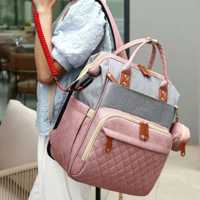Lit Sac à Langer Bébé Pliable sac porté à l'épaule - Noir - Rose