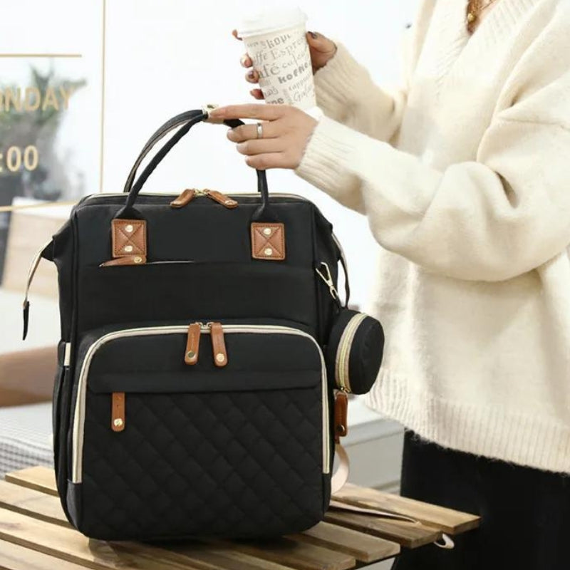 Lit Sac à Langer Bébé Pliable gros plan sur le sac - Noir - Rose