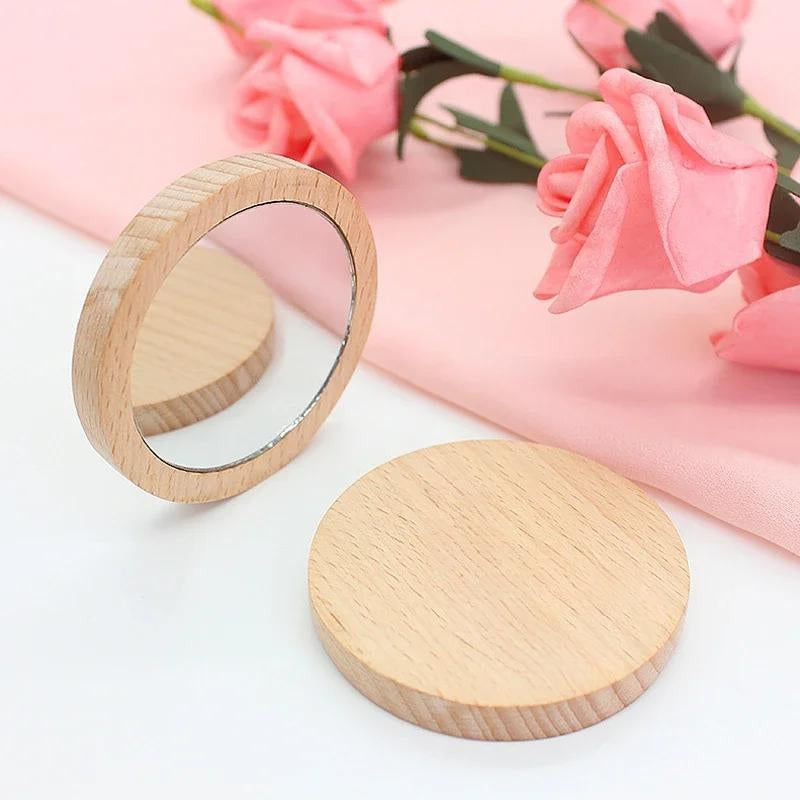 petit miroir de poche ancien - Bois