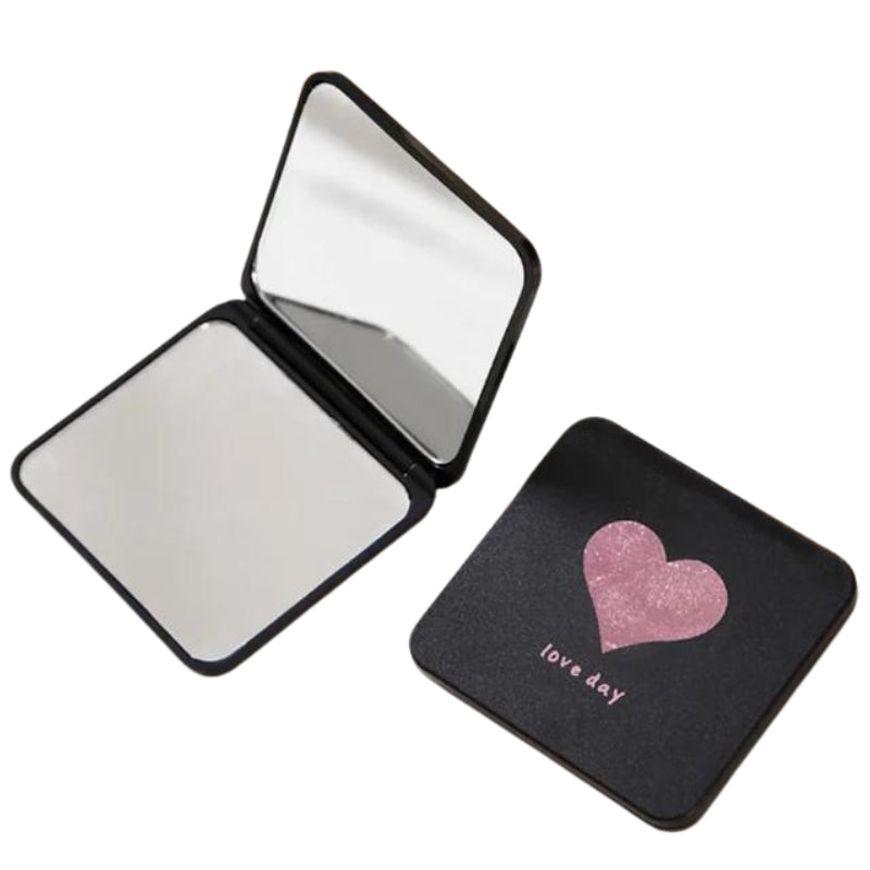 miroir de poche original - Noir à Motif Cœur
