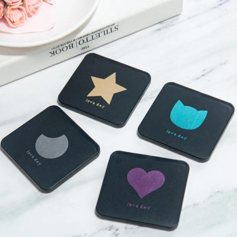 miroir de poche incassable - Noir à Motif Lune - Noir à Motif Cœur