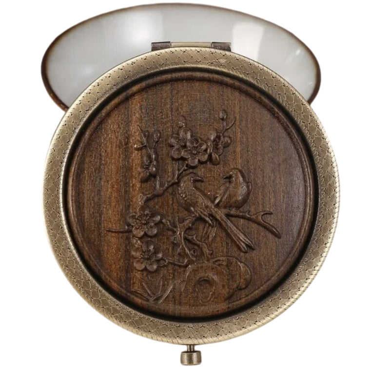 miroir de poche décoratif bois - Marron Foncé - Modèle 4