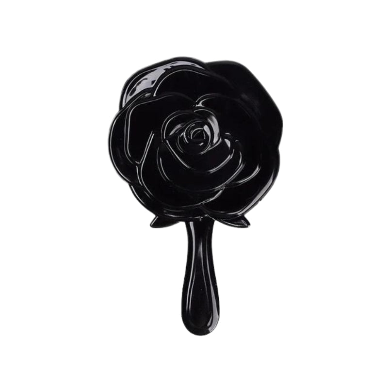 miroir de poche en forme de rose - Noir