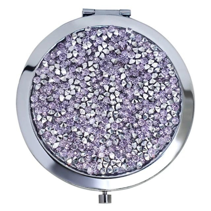 miroir de poche luxe femme - Argent avec des Strass Violet