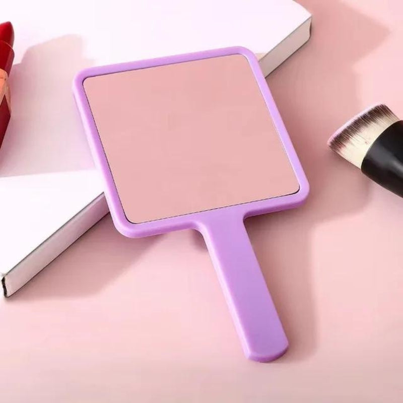 miroir de poche avec led - Violet - Carré avec Manche