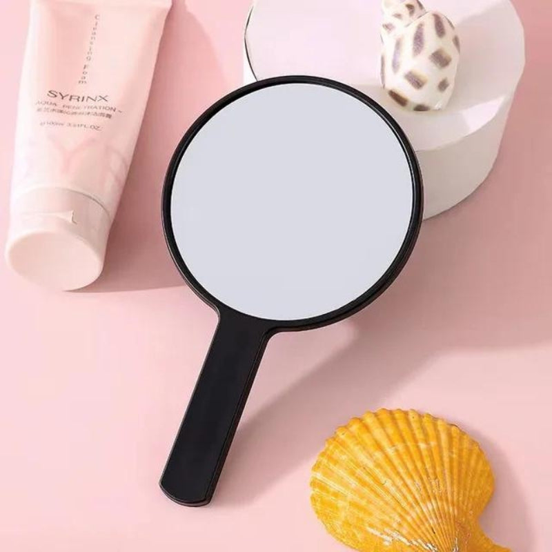 mini miroir grossissant de poche - Noir - Rond avec Manche