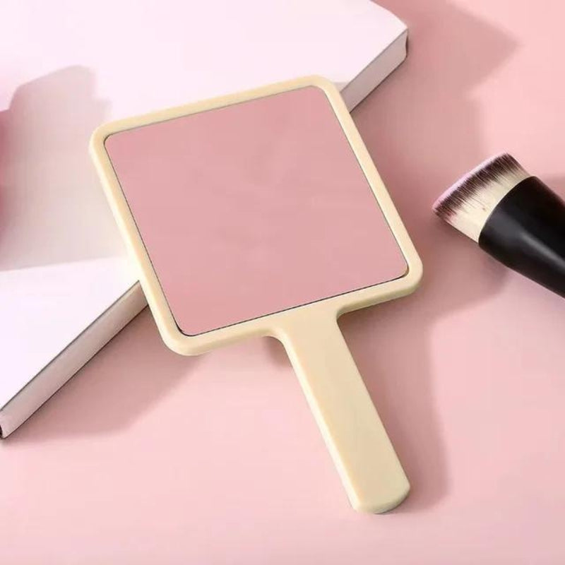 miroir de poche luxe - Jaune - Carré avec Manche