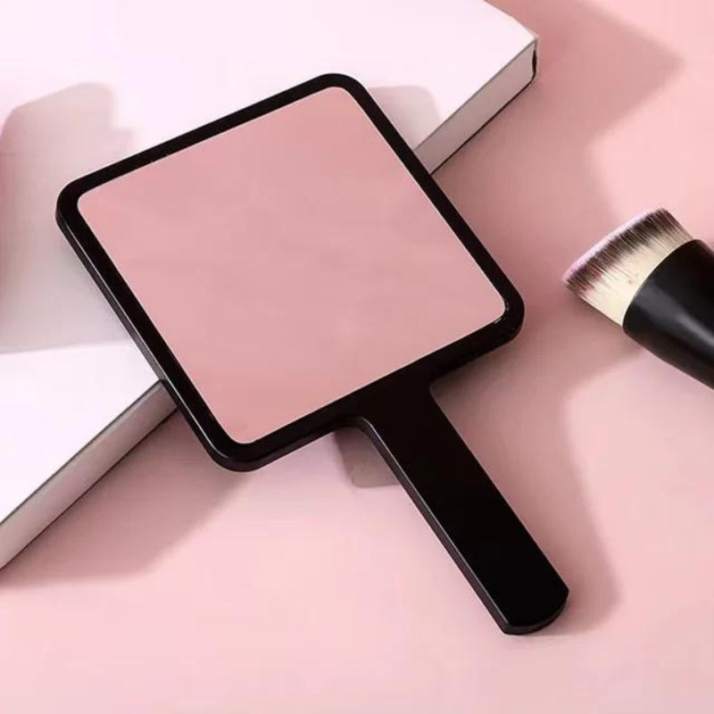 miroir grossissant de poche - Noir - Carré avec Manche