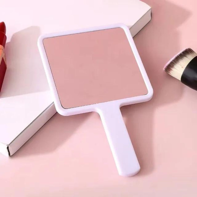 miroir de poche ancien - Blanc - Carré avec Manche
