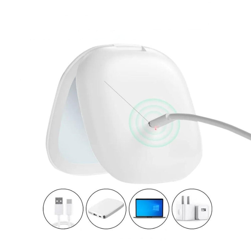 Miroir Grossissant de Poche à LED charge par câble USB-C, compatible chargeur, batterie externe et ordinateur