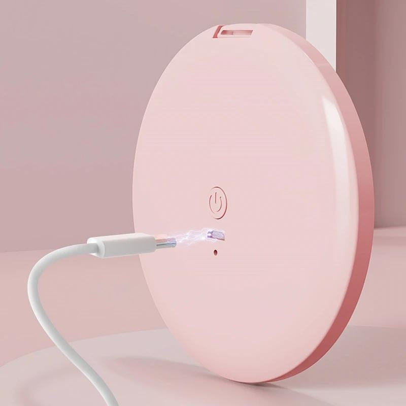 miroir de poche a led - Blanc - Rose