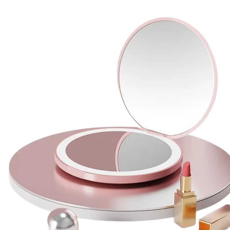 miroir de poche lumineux - Rose