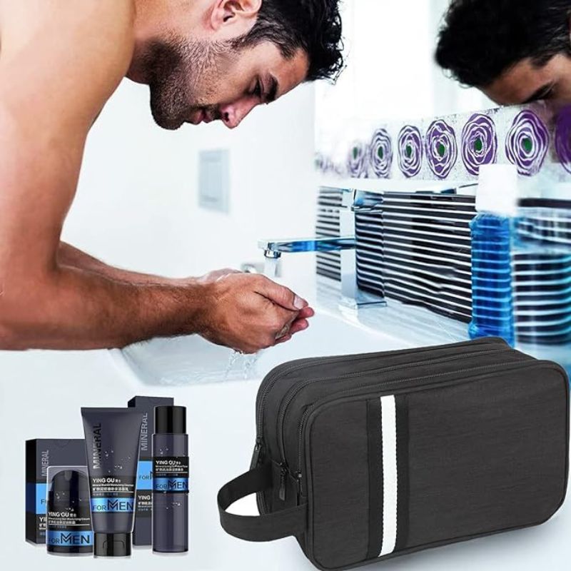 travel toiletry bag for men - Black - Navy Blue - Grey - Gray - Red