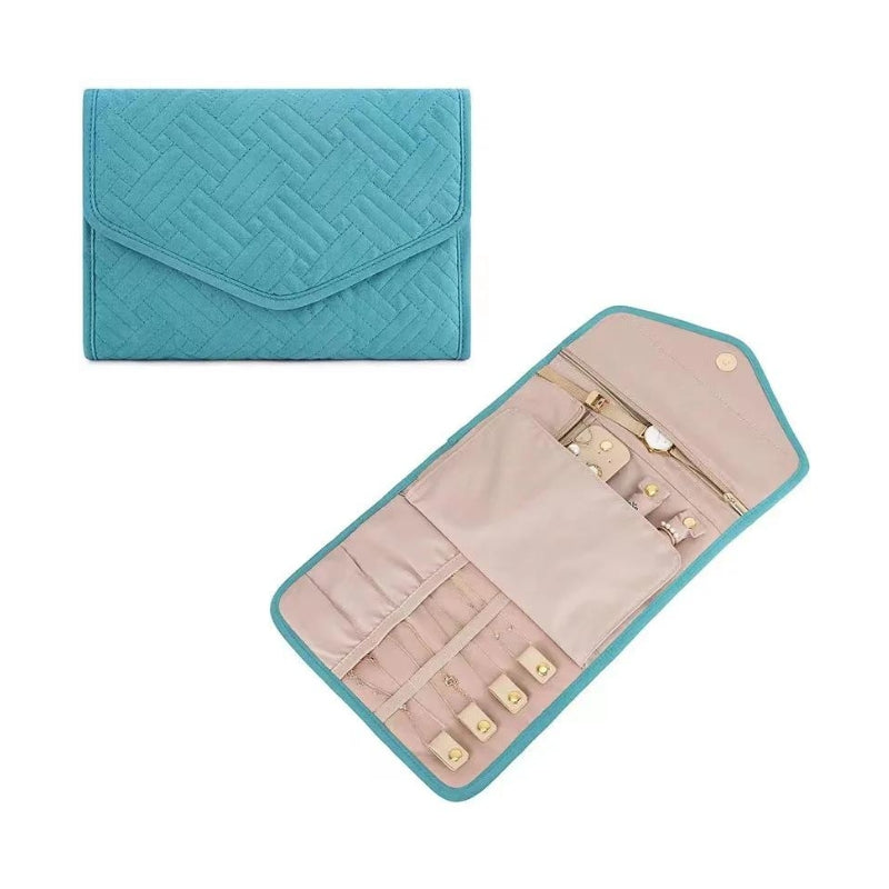 pochette bijoux voyage tissus - Noir - Bleu - Rose
