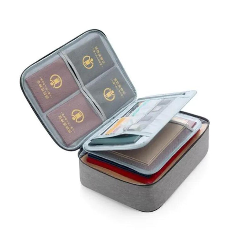 pochette porte-document organisateur de voyage - Gris avec Double Fermeture Eclair - Gris avec Trois Pochettes - Gris avec Deux Pochettes 