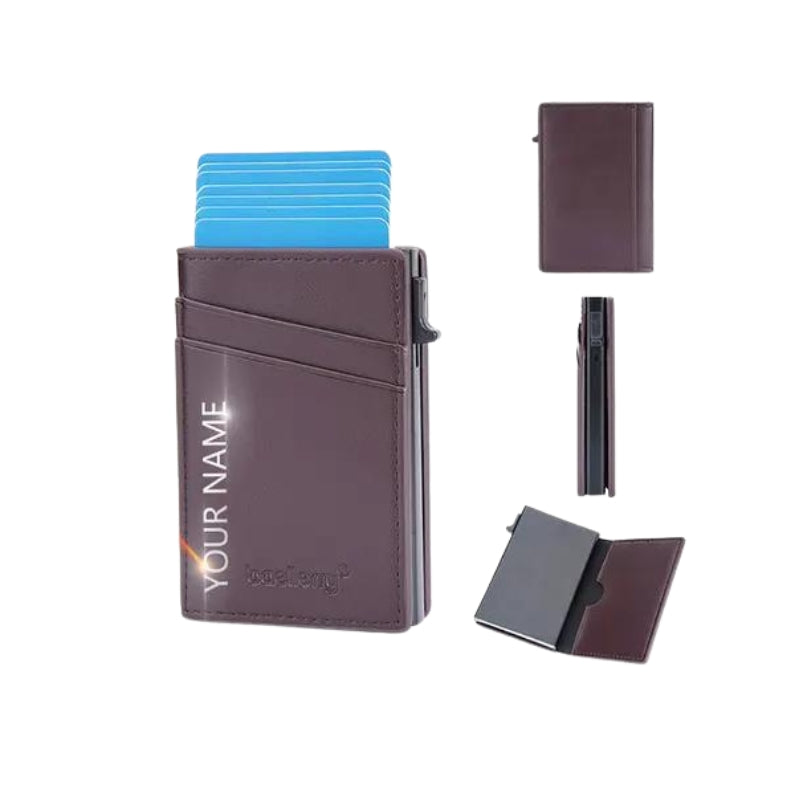 porte carte bancaire cuir - Marron Foncé - Personnalisé