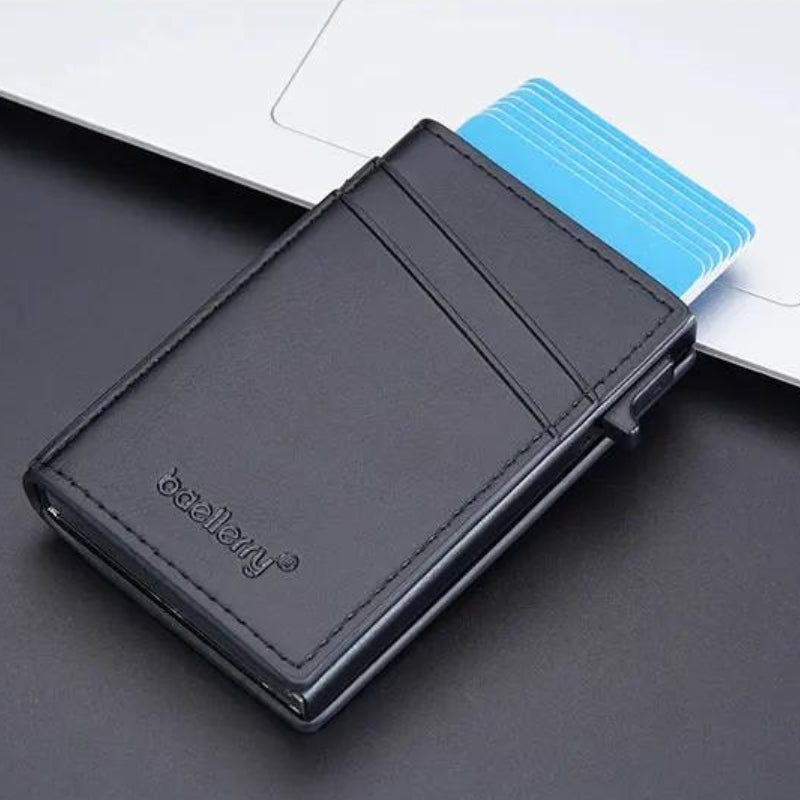 porte carte cuir homme luxe - Noir - Bleu - Marron Clair - Marron Foncé - Gris