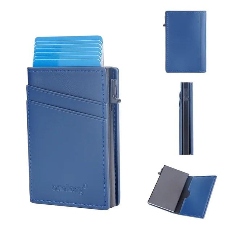 porte carte cuir luxe - Bleu - Simple