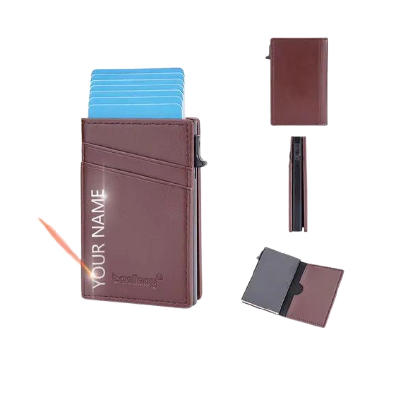 porte carte cuir marron - Marron Clair - Personnalisé