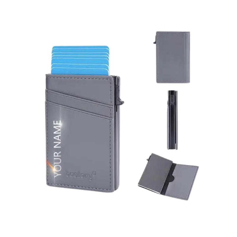 porte carte credit cuir - Gris - Personnalisé