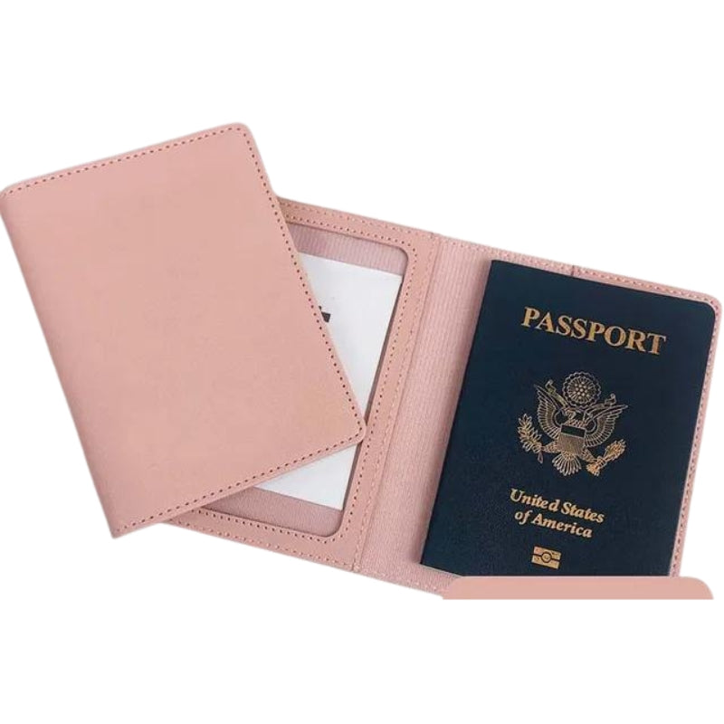 porte feuille en cuir - Rose - Sans Gravure