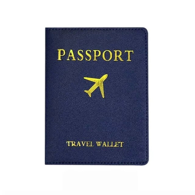 porte document de voyage en cuir - Bleu Marine - Gravure Dorée
