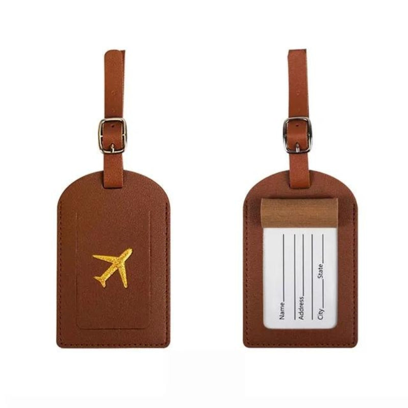 etiquette porte nom valise - Marron